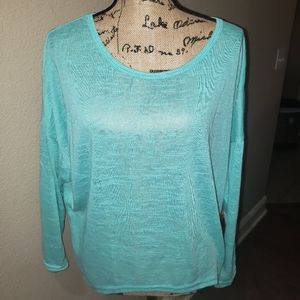 💚💙 NWOT Mint/Turquoise Green Hi - Lo Long Sleeve Baggy Scoop Neck Size: XL